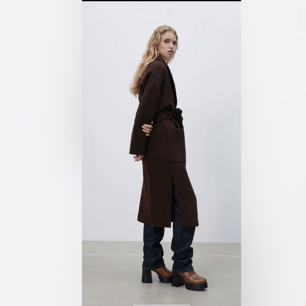 Zara Dark Brown Trench Coat - Picture 2 of 8